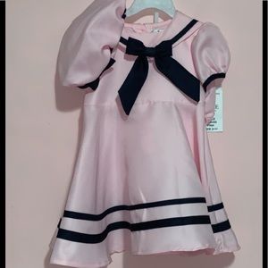 Pink and navy sailor dress with hat